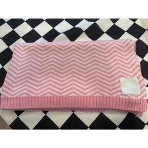 Pickles Scene Weaver Pink White Chevron Bamboo Knit Baby Blanket Zig Zag 33x33